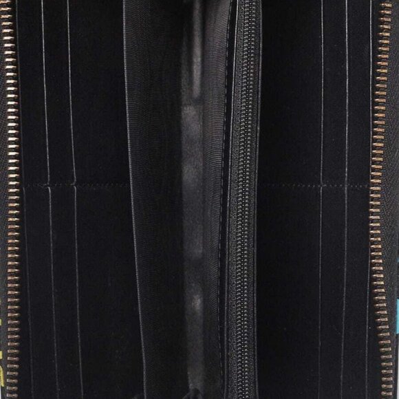 Gucci Black Multicolor Quilted Leather Gucci Ghost Metalasse Zippy Wallet - Picture 7 of 11